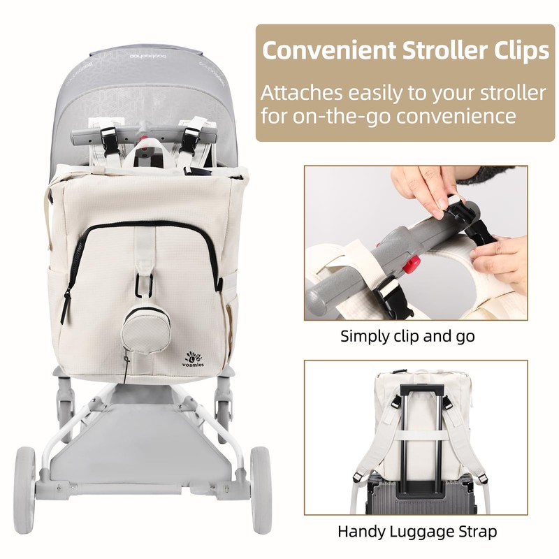 vosmles Diaper Bag Backpack with Changing Pad, Wet Dry Bag,