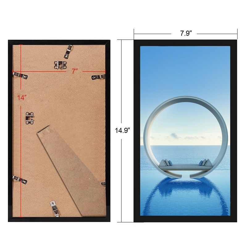 MENNTHUI 7x14 Black Picture Frame, Tabletop and Wall Mounting Horizontally