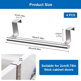 Pack of 4 Door Towel Holder Kitchen Towel Holder Kitchen Towel Holder 24 cm Kitchen Towel Holder Kitchen Towel Holder No Drilling Kitchen Towel Holder for Hanging for Drawers Cupboard Door