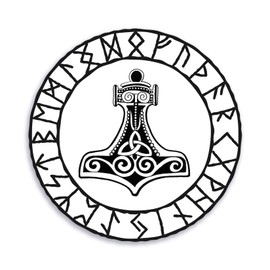 Thor's Hammer Mjolnir White Sticker Decal Notebook Car Laptop 5.5"x5.5" (Color)