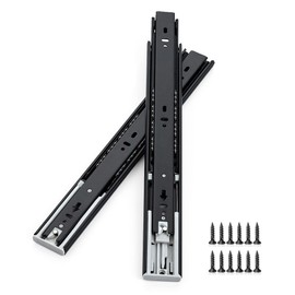 Soft Close Drawer Slides 14 Inch, Full Extension Ball Bearing Heavy Duty Drawer Slides Side Mount for Cabinet (1 Pairs, Black)