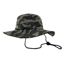 Thingimijigs Men's Camo Print Wide-Brimmed Cowboy Hat Safari Bush Sun Hat - M/L