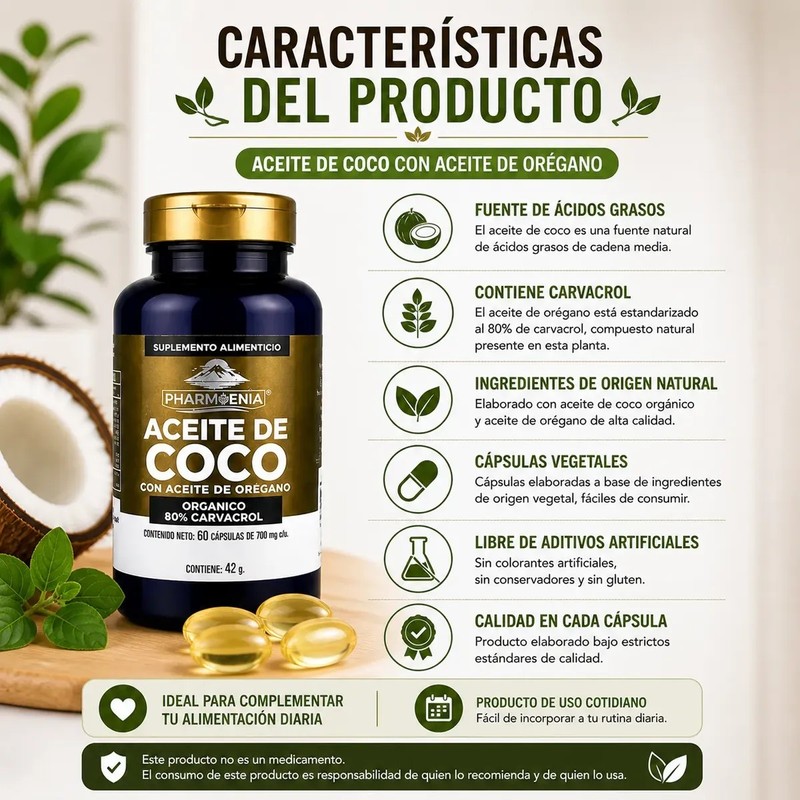 Capsulas De Aceite De Coco Con Aceite De Oregano 60