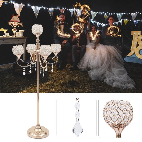 Unbranded Quality 5 Arms Gold Floor Candelabra Centerpiece 49inch Tall