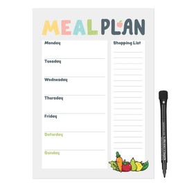 Magnetic A4 Weekly Meal Planner and Shopping List for Fridge, Whiteboard or Office with Dry Erase Fruity Design - Get Organised and Reduce Stress