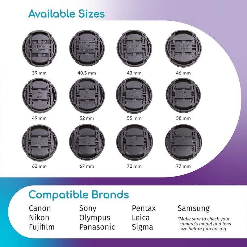 CamDesign 72MM Snap-On Front Lens Cap/Cover for Canon, Nikon, Sony,