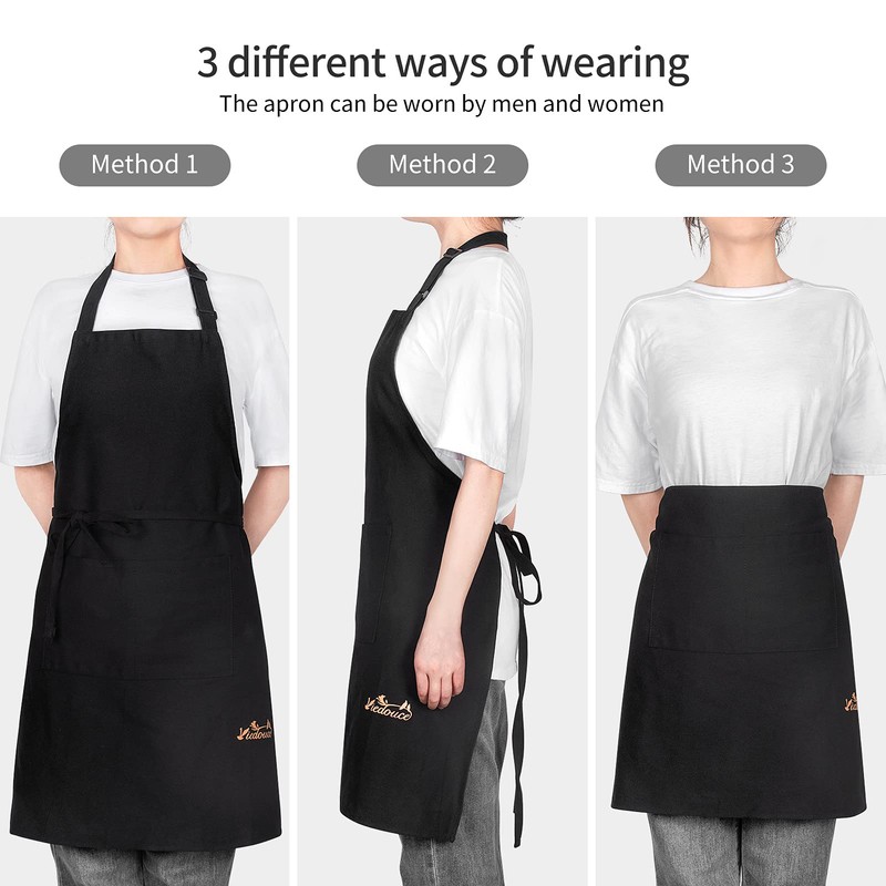 Viedouce 2-Pack of Waterproof Cooking Aprons with Pockets, Adjustable Kitchen