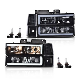 LQI LED Headlights Assembly Compatible with Chevy GMC C/K 1994-1999/ Fit Chevy Suburban C/K 1994-1999/ Fit GMC Yukon Headlights 1995-1999 Smoke Lens Clear Reflector