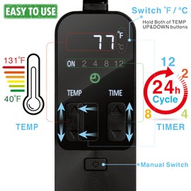 Pymeter PID Dimming Thermostat Reptile with 24 Hours Cycle Timer for Reptiles Heat Lamp Heating Pad Seedling Heat Mat Temperature Controller
