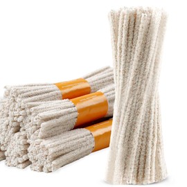Phinus 300 Pack Pipe Cleaners Pipe, 6-Inch Pipe Cleaners Bulk, Cotton and Plastic Pipe Cleaner, Pipecleaners for Removing Tar & Resin, Pipe Cleaners for Plastic Metal Ceramic Wood Pipe, cream