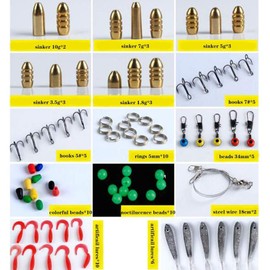 Vogueing Tool 138pcs Fishing Accessories Kit, Including Jig Hooks, Bullet Bass Casting Sinker Weights, Different Fishing Swivels Snaps, Sinker Slides, Fishing Line Beads, Fishing Set with Tackle Box