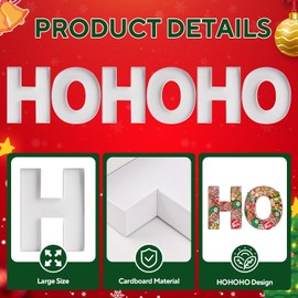 HO HO HO Set Cardboard Letter Box 12’’ Fillable Tray for Charcuterie Christmas Letter Box for New Year Christmas Party Supplies Candy Snack Tray(White)