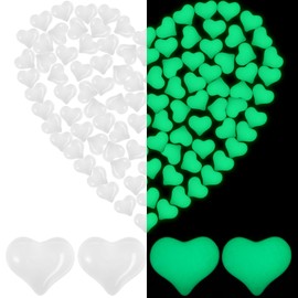 100 Pcs Mother's Day Glow in The Dark Heart Shaped Gems Mini Resin Luminous Heart Shaped Beads for Mother's Day Table Scatter Wedding Party Favor Vase Filler(Milky White)