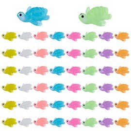 NAUZE 50Pieces Resin Turtles Figurines Mini Luminous Sea Turtles Ornament Multicolor Small Resin Animals Figures for Garden Desk Home Decoration