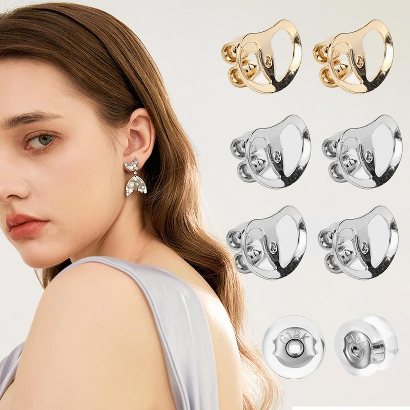 8Pcs Earring Backs for Droopy Ears Adjustable Support Backs Heavy