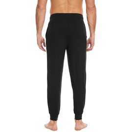 GYS Bamboo Viscose Men's Pajama Bottoms Soft Solid Jogger Sleep Pants with Pockets and Drawstring, Black, X-Large