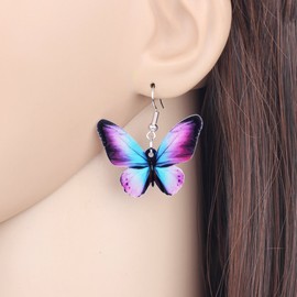 Bonsny Drop Dangle Floral Butterfly Earrings Fashion Insect Jewelry For Women Gift