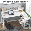 LITTLE TREE Reversible L-Shaped Computer Desk with Hutch & Shelf,White