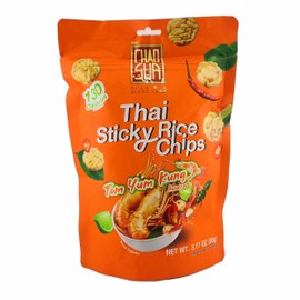 Chao Sua Thai Sticky Rice Chips Tom Yum Kung (Goong) Flavored 3.17 Oz. (Pack of 2)