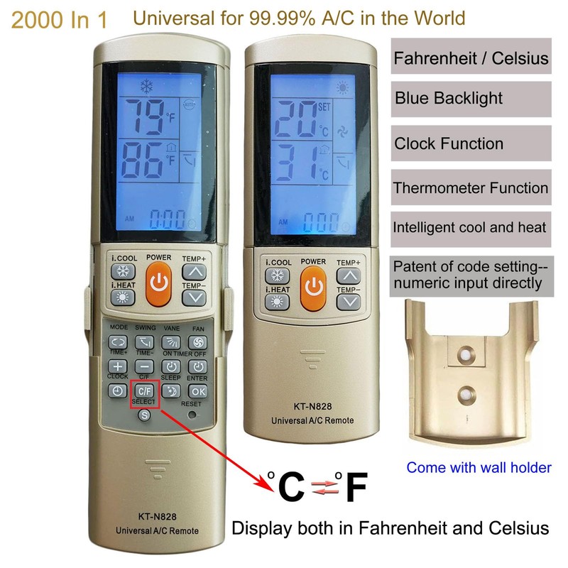 Gold Color Universal Mini Split AC Remote Control