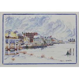 Onion Hill Designs Frosty waters on 5-Mile River, Nautical Christmas Cards, Box of 10