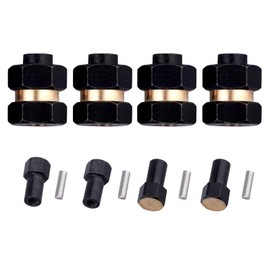 4pcs Brass Wheel Hex Extended Adapter Upgrades for Axial SCX24 90081 1/24 RC Crawler Car, with Locknuts and Cross Wrench