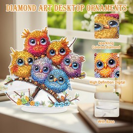 MAXBYE 5D Diamond Art Ornaments Kits, DIY Cute Bird Diamond Desktop Ornament Special Shaped Crystal Diamond Art Painting, Tabletop Ornaments Single Sided Diamond for Home Decor