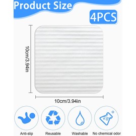 ZEXIJOW Set of 4 White Carpet Non-Slip Underlay - Non-Slip, Washable Non-Slip Pads for a Secure Hold | Reusable, Residue-Free, Home