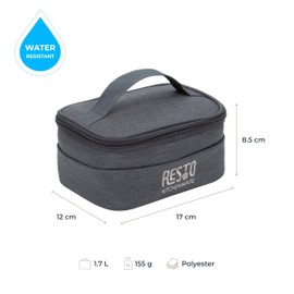 RESTO 5501 Comfortable Small Foldable Thermal Bag 1.7 L - 17 x 12 x 8.5 cm - Perfect Lunch Bag for Men and Women, Cold & Hot Food - Insulated Cooler Bag for Lunch, Office, Car or Holiday