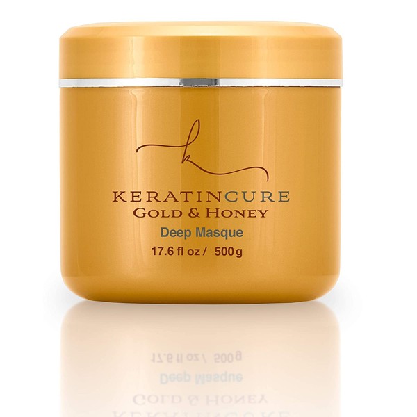 Keratin Cure Gold and Honey Deep Hair Mask Masque Moisturizing Reparation, Argan, Coconut, Marula Oils Strengthen Dry Damaged Hair Promotes Hair Growth Relieves Scalp for all hair types 17 Oz