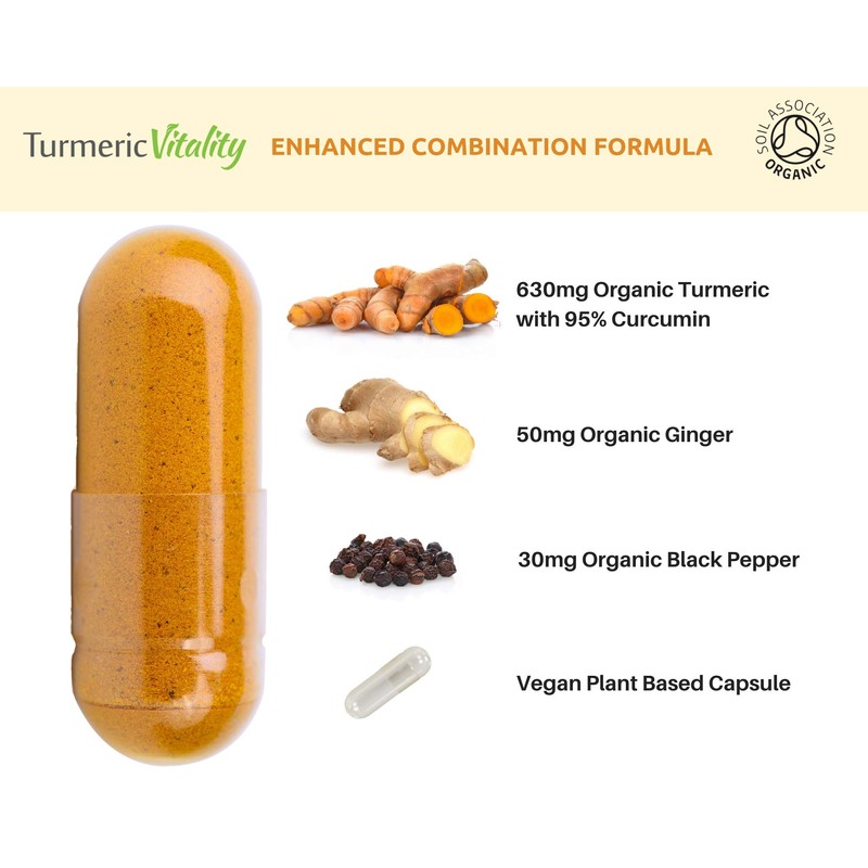 Organic Turmeric Curcumin Capsules Triple Strength with 95% Curcumin -