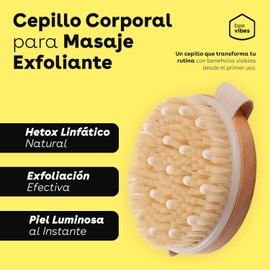 Cepillo Corporal para Masaje Exfoliante de Baño de Cerdas Naturales para Eliminar las Toxinas de la Piel Muerta para Cuerpo Seco; Ayuda al Tratamiento de Celulitis y Mejora las Funciones Linfáticas