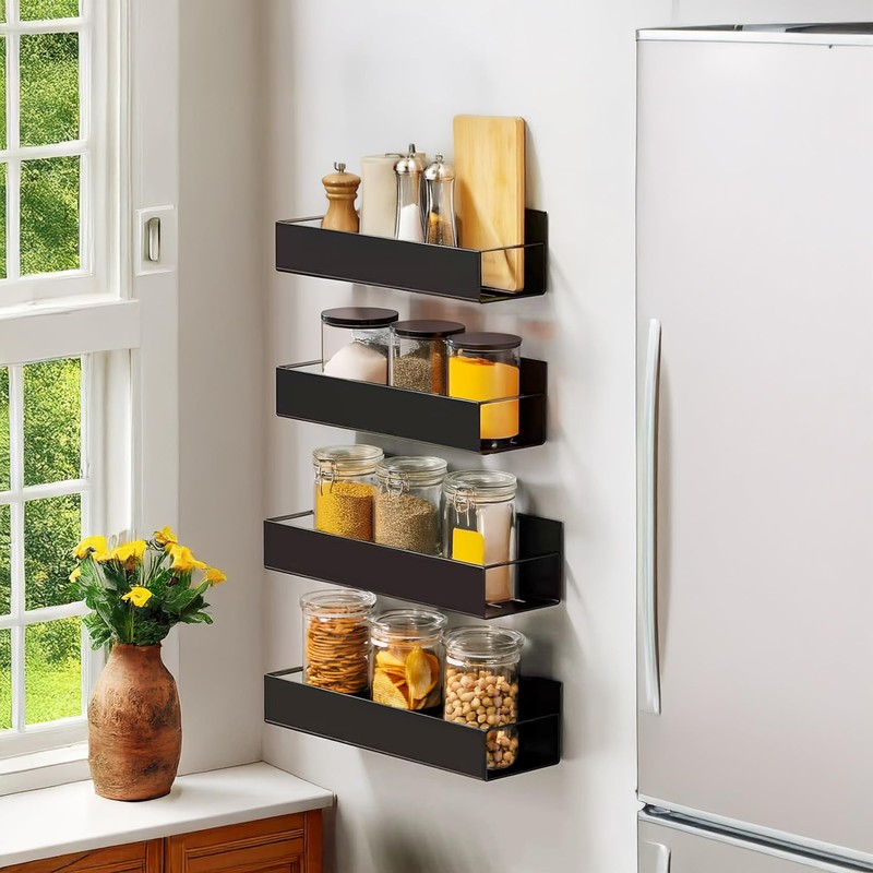 SYLLENHOD Spice Rack Wall Mount: 4 Packs Oversize Pantry Organization