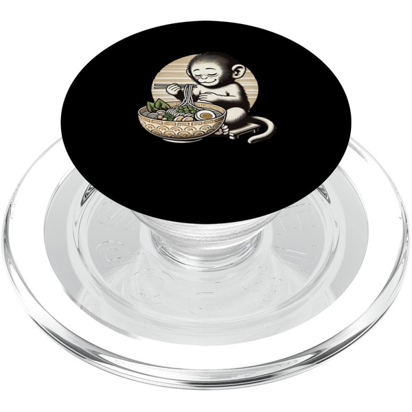Retro Japanese Art Wildlife Noodle Lover Cute Monkey Ramen PopSockets