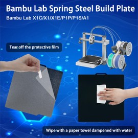 Printing Plate for Bambulab A1 P1S X1 X1C X1E P1P, PEI Print Bed Plate for Bambu Lab Build Plate 3D Printer, 3D Printer Accessories Smooth + Textured Black PEI Building Plate Plates 257 x 257 mm