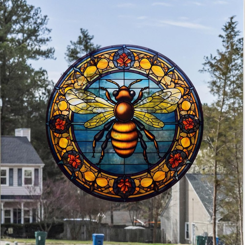 Window Stickers Bee Static Glass Clings Window Decals Animal Reusable