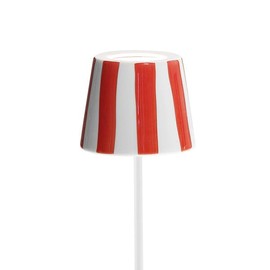 Zafferano, Poldina Cover, Hand Decorated Ceramic Cover for Table Lamp, Cover Compatible with Poldina Lamps, Made in Italy, Ø13 x 10 cm, Colour White - Red Stripes