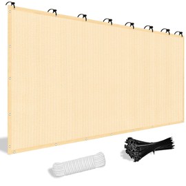 Shade&Beyond Customized Size 5' X 11' Shade Cloth with Grommets, 90% UV Protection UV Protection Mesh Tarp Sun Screens for Patio GN04, Wheat