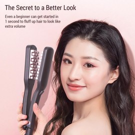 K-SKIN Hair Volumizer Hair Iron Perm Hair Clamping Plate Fluffy Hair Magic Device Corn Whisker Wave Hairstyle Male and Female Perm Special Use No Hair Damage for Thicker Hair or Larger Lasting Hair Volume Adjustable Temp Auto Shut-Off