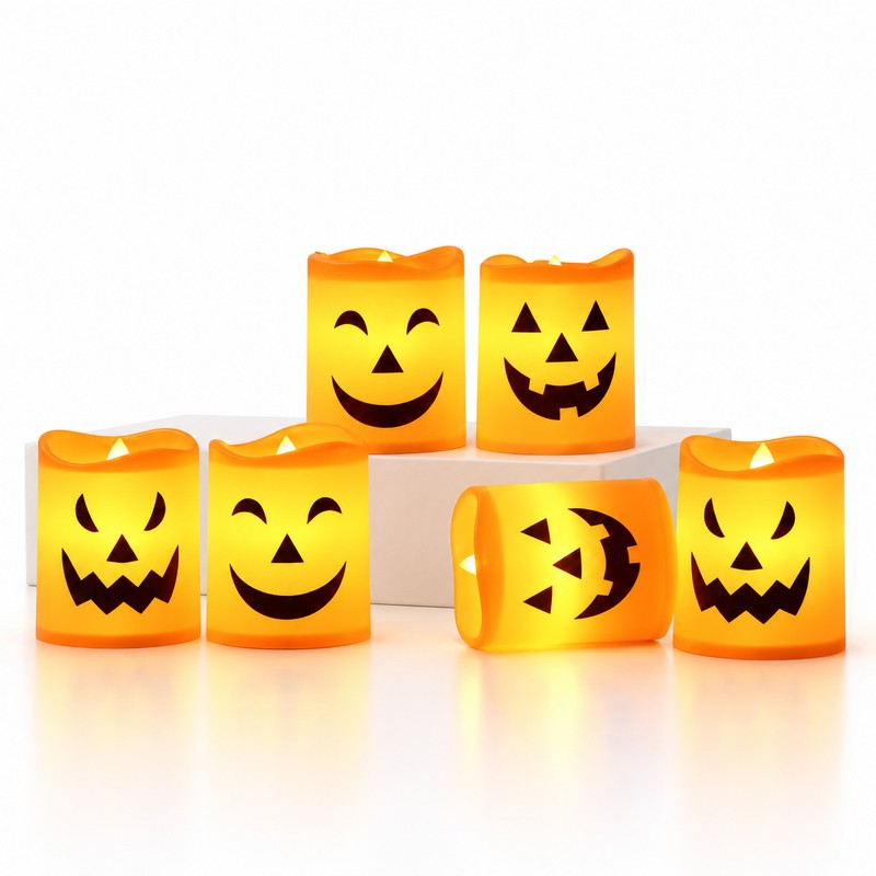 Halloween LED Candle Lights for Party Decor – 6-Piece Jack-O’-Lantern