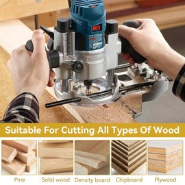 HERCHR Copy Cutter Flush Cutter 6.35 mm Shank, Flush Cutter Ball Bearing, Wood Cutter Router Bit Router Bit Wood Cutter Flush Cutter with Shaft