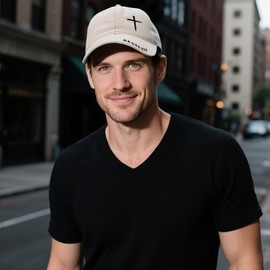 Christian Hat for Men & Women, Embroidered Cross Jesus Hat, Christians Baseball Cap Religious Faith Gifts Beige