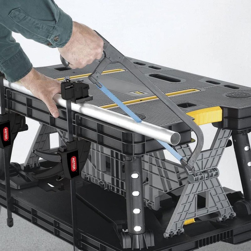 Keter Folding Work Table, Portable Workbench w/ 12" Clamps for