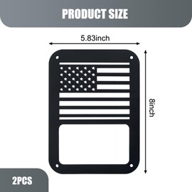 Tesnaao 2 PCS American Flag Car Tail Light Guards Accessories, 5.83In x 8In Durable Waterproof Metal Vehicle Lights Protectors, Rectangular Lights Cover Compatible with 2007-2017 Wrangler JK (Black)