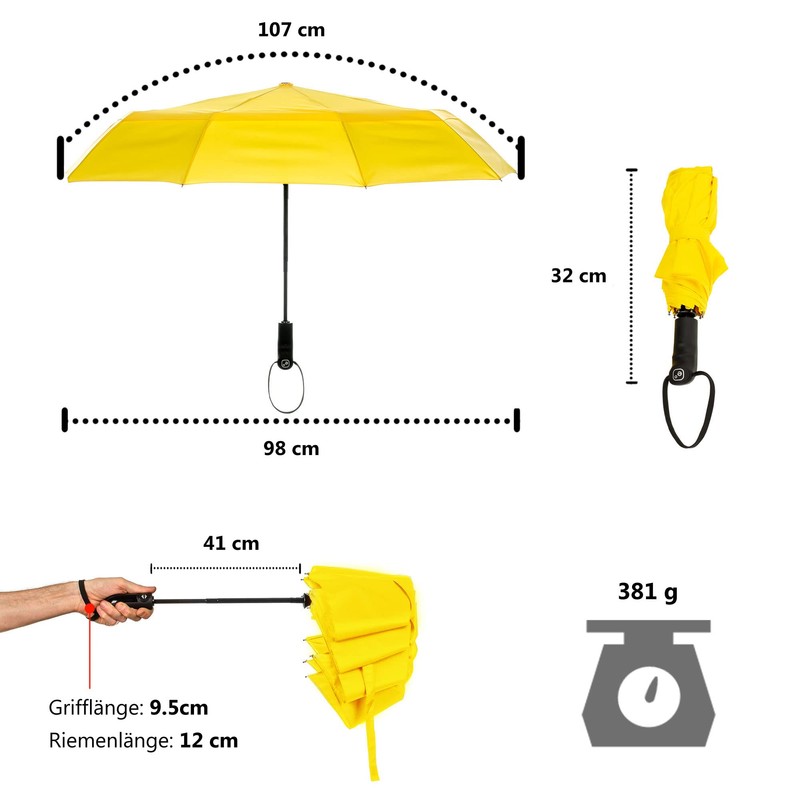 Ergonauts Windproof Double Canopy Pocket Umbrella with Teflon Coating, Ergonomic