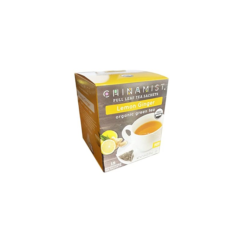 China Mist Organic Green Tea, Lemon Ginger (15 tea satchets)