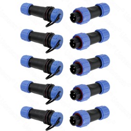 Uonecn SP13 IP68 Waterproof 2 Pin LED High Power Connectors 2 Pin Power Plug Connector Circular Kit Male Plug Female Socket 5 Sets