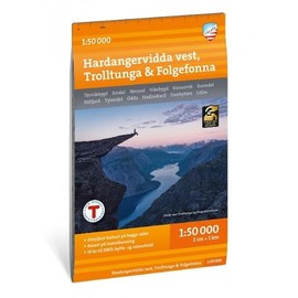 Hardangervidda vest, Trolltunga & Folgefonna (Mountain map detailed scale)