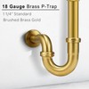 18 Gauge Solid Brass P-Trap 1 1/4” OD, Heavy Duty