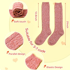 Geyoga Wellie Socks Womens UK 4-8 Wellington Boot Socks Thermal Long Knee High Socks Walking Wool Socks Ladies Winter Socks (Pink,Wool)
